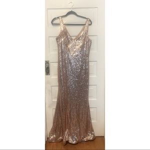 Jump Strap Rose Gold Sequin Gown